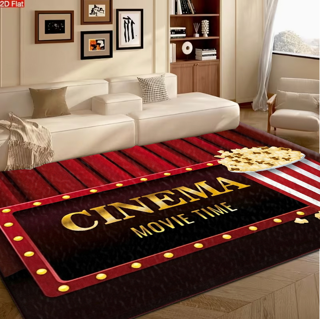 Home Cinema Flooring - Cinema Movie Time Popcorn Theme Area